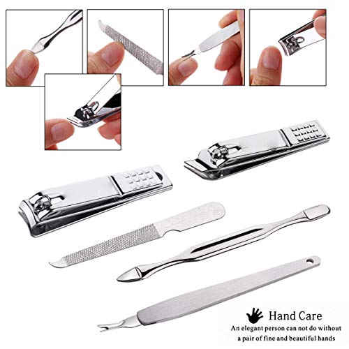 HenLooo Manicure Pedicure Set Nail Clippers Tool 14pcs Profesional de Acero Inoxidable portátil de Viaje Kit de Aseo Cuidado de uñas Tijeras de uñas Kit Hombres Mujeres