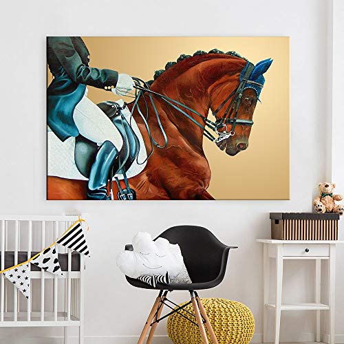 hetingyue Estilo nórdico Caballo Caballo Animal Pintura al óleo Lienzo póster e impresión Mural Lienzo Imagen Moda HD sin Marco Pintura 30X41 cm