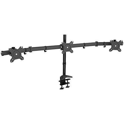 HFTEK Soporte para 3 Tres Monitor Desk Mount Bracket Control Center Soporte de Escritorio para TFT LED LCD Pantalla 15" - 27" Pulgadas con VESA 75/100 - HF330C