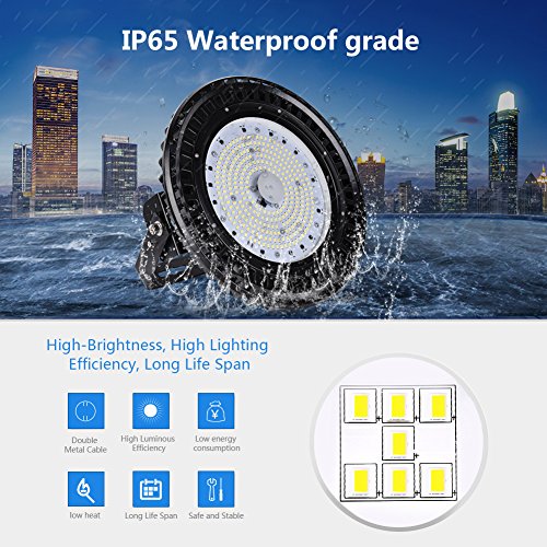 Himanjie® - Foco LED impermeable, 100 W/150 W/200 W/300 W UFO, IP65, para industria, bombilla SMD 5730