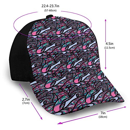 Hip Hop Sun Hat Baseball Cap,Dreamlike Pattern with Color Palette Cool Lines Expressionist Nature Image,For Men&Women