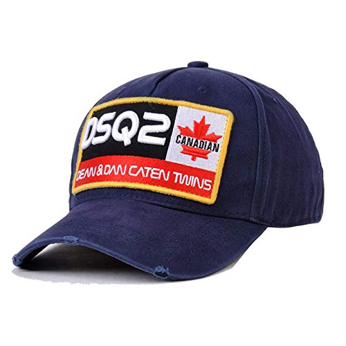 HJG 100% algodón Gorra de béisbol Estilo Polo con Bordado Dsquared, Estructura de Barrido de bajo Perfil de la Corona de los Hombres de la Tela Cruzada del Casquillo,Azul