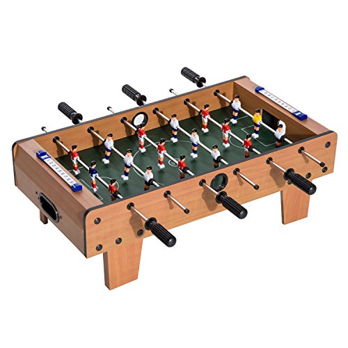 HOMCOM Futbolín de Mesa Juego Mesa de Fútbol Madera 69x37x24cm para Niño +3 Años y Adultos