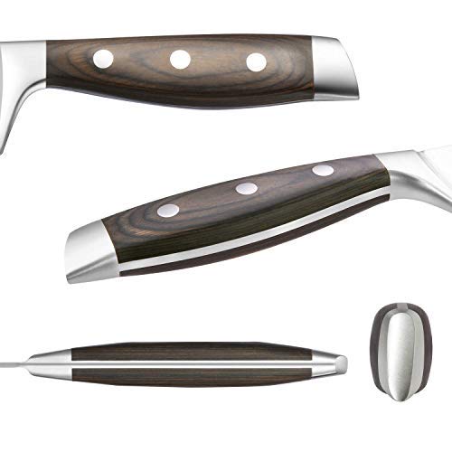 homgeek Cuchillo de Cocina Profesional, Juego Cuchillos Cocina Hecho de Acero Inoxidable 1.4116 Alemán, Incluye Tijeras, Bloque de Madera, 8 Piezas