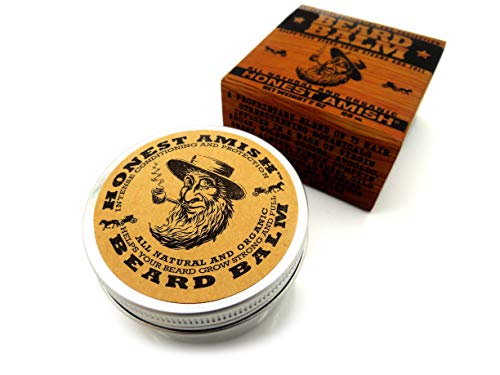 Honest Amish Beard Balm Acondicionador sin enjuague - Hecho solo con ingredientes naturales y orgánicos - Estaño de 2 onzas