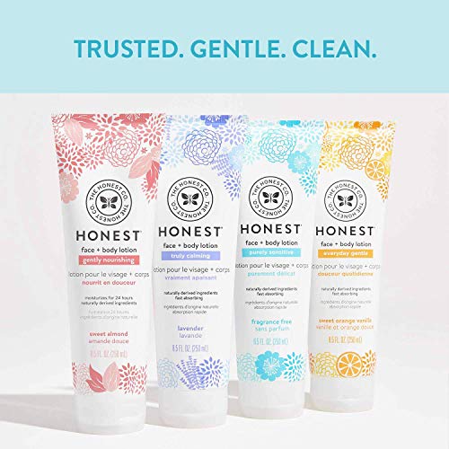 Honest Purely Simple Hipoalergénico Loción para el rostro y el cuerpo con productos botánicos derivados naturalmente para piel sensible, libre de fragancia, 8.5 onzas líquidas