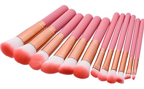 Hosaire 12 Piezas Pincel de Maquillaje de Belleza Profesional compone el Cepillo de Rose de Color Cepillo cosmético del Maquillaje de la Cara del Cepillo