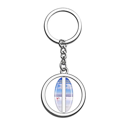 Hqiyaols Keychain España Salt Lake Torrevieja Cristal Girar Acero Inoxidable Llavero Viajes Ciudad Recuerdo Llavero