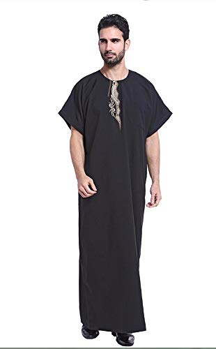 Huateng Marruecos Thobe 4 Colores Túnica Maquillaje Vestido árabe Hombres DishDash Jubba Ropa Oración S-XXXL