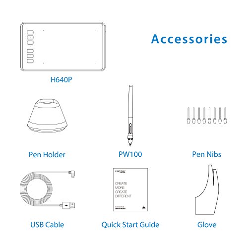 HUION Inspiroy H640P Tableta Gráfica sin Batería con 8192 Niveles de Sensibilidad de Presión de la Lápiz para Artistas Principiantes de Pintura