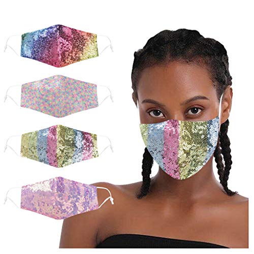 Huluob Cara de Lentejuelas de 4 Piezas ??????????? para Mujer Color Degradado, Oro Rosa, pañuelos faciales Multicolor Material de Mezcla de algodón Reutilizable/Lavable