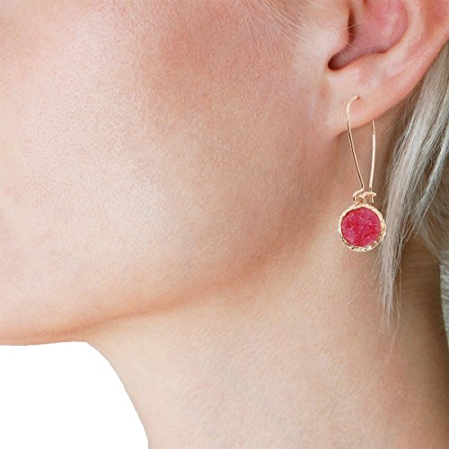 Humble Chic NY Simulados Druzy Enhebradores - Pendientes De Gota Cuelga Al Revés Largo Del Aro De La Mujer, Simulado Granate, Rosa, Rojo, Borgoña, Tono-dorado