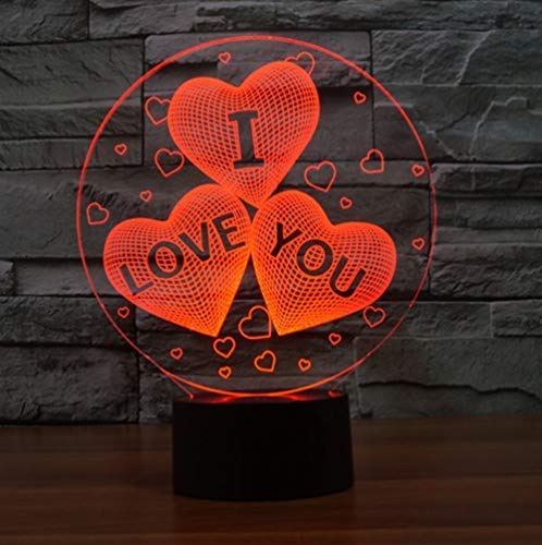 I Love You Night Lights Regalos para niños Mujeres Mamá Chicas Smart Touch y control remoto Lámpara de ilusión 3D de 3 colores Amor romántico Luz para niños Lámparas de escritorio led Te amo