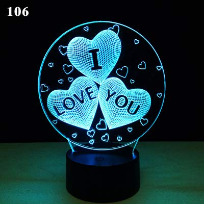 I Love You Night Lights Regalos para niños Mujeres Mamá Chicas Smart Touch y control remoto Lámpara de ilusión 3D de 3 colores Amor romántico Luz para niños Lámparas de escritorio led Te amo