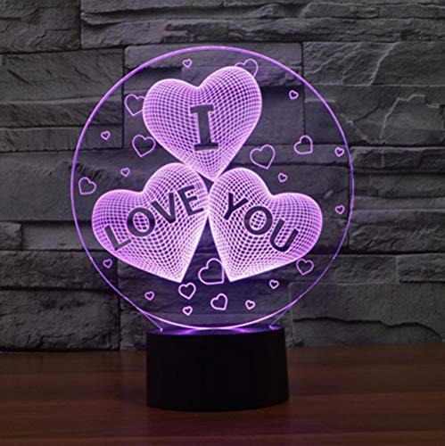 I Love You Night Lights Regalos para niños Mujeres Mamá Chicas Smart Touch y control remoto Lámpara de ilusión 3D de 3 colores Amor romántico Luz para niños Lámparas de escritorio led Te amo