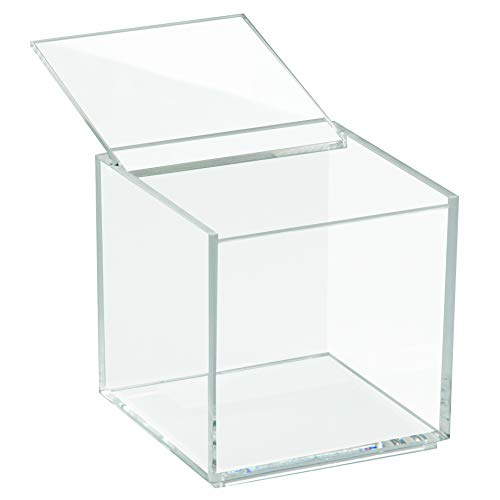 iDesign Organizador de maquillaje con tapa (10,2 x 10,2 x 10,2 cm), caja de belleza pequeña en plástico sin BPA, organizador de cosméticos apilable de acrílico, transparente