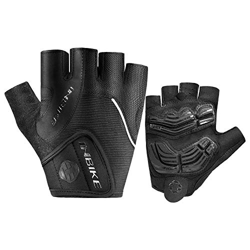 INBIKE Guantes Ciclismo para Hombre, Guantes Gel De Dedo Medio Verano para MTB Bicicleta Bici(Negro,M)