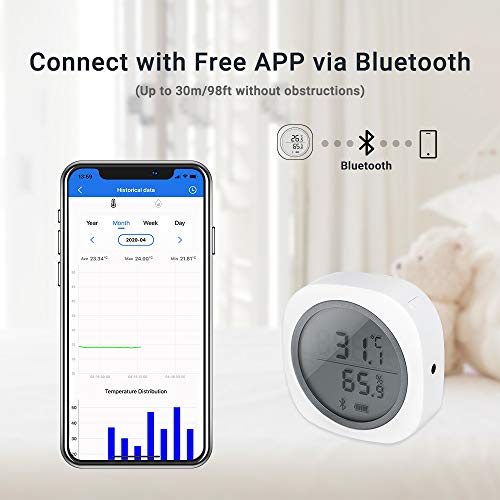 Inkbird IBS-TH1 Plus Bluetooth Registrador de Temperatura y Humedad Data Logger Termometro Digital con Sonda Externa y LCD Pantalla, Eléctrica de 2* Batería para Caja de Cigarro, Reptile Terrario