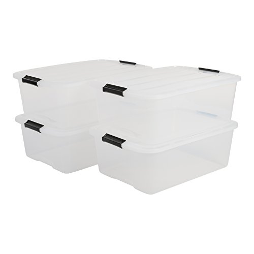 IRIS Top Box TB-30 Lote de 4 Cajas apilables de Almacenamiento con Cierre de Clip, 30 L, 57,5 ​​x 39 x 20,5 cm, 4 Unidades