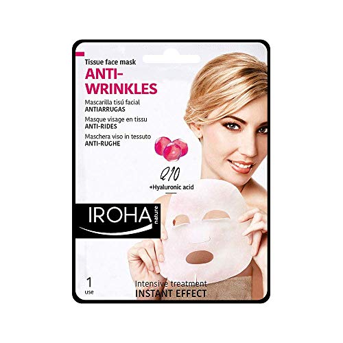 Iroha Nature - Mascarilla Facial Tisú Reafirmante con Q10, Colageno y Soja, 1 unidad | Mascarilla Antiarrugas Reafirmante Q10 | Mascarilla Ácido Hialurónico