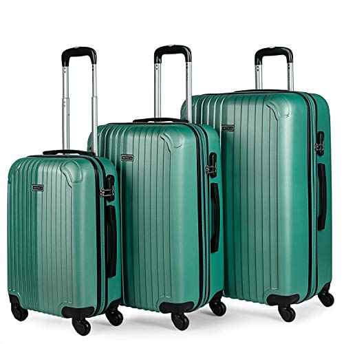 ITACA - Juego Maletas de Viaje 4 Ruedas Trolley ABS. Extensibles Rígidas Resistentes y Ligeras. Mango Asas Candado. Pequeña Cabina Low Cost, Mediana y Grande. T71500, Color Verde Menta