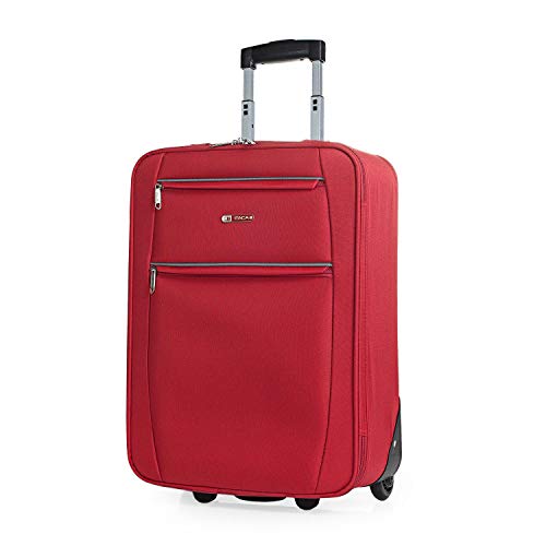 ITACA - Maleta Cabina de Viaje 2 Ruedas Trolley 55 cm de Poliéster EVA. Equipaje de Mano. Pequeña Semirígida Resistente Cómoda y Ligera. Blanda. Calidad T71950, Color Rojo