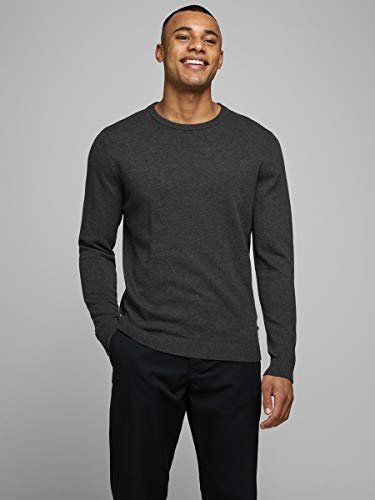 Jack & Jones Jjebasic Knit Crew Neck Noos suéter, Gris (Dark Grey Melange Dark Grey Melange), X-Large para Hombre