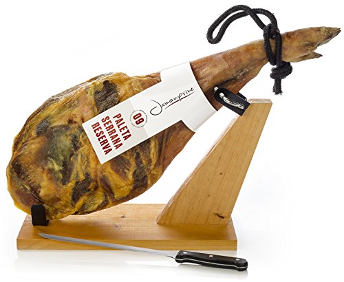 Jamonprive - Paleta Serrana Reserva Qualitas (Jamón Serrano Curado) + Jamonero kit 4.5 - 5 Kg - Paletilla