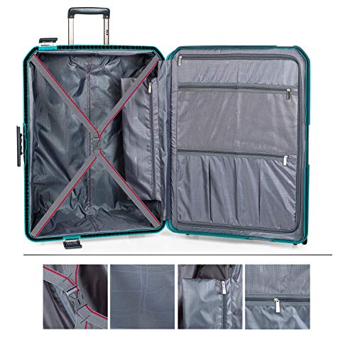 JASLEN - Maleta de Viaje Rígida 4 Ruedas Trolley 73 cm Grande de Polipropileno. Resistente y Ligera. Mango Asas y Candado TSA. Cierre Hermético Anti Robo. Profesional. 161170, Color Turquesa