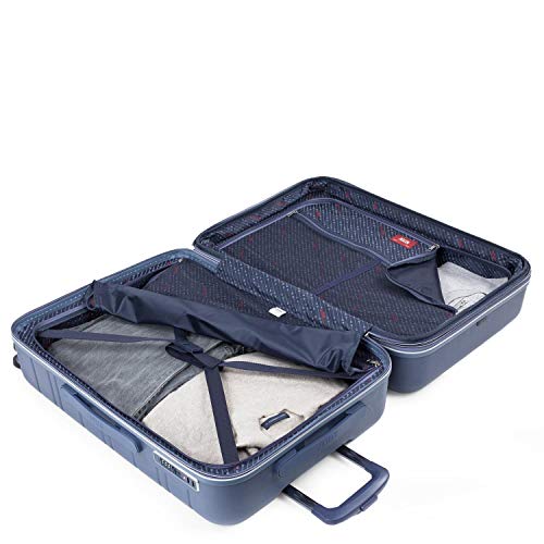 JASLEN - Maleta Pequeña con Ruedas Rígida Extensible. Conexión USB 4 Ruedas Trolley. ABS Liso. Equipaje de Mano. Dura Cómoda y Ligera. TSA. Calidad Fin de Semana Estudiante 171250, Color Azul