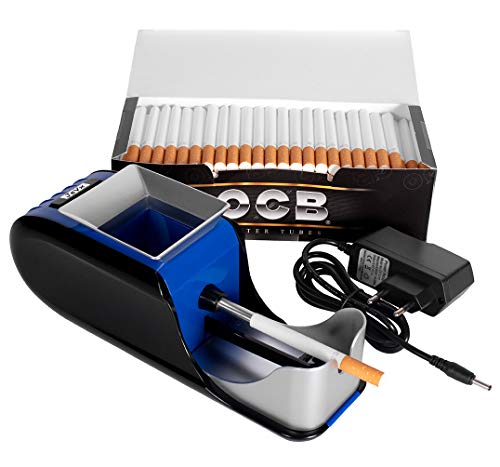 JeVx Maquina Liadora de Tabaco + 200 Tubos con Filtro OCB - Entubador Electrico para LLenado de Cigarros Entubar Cigarrillos de Fumar Entubadora Electrica para Liar