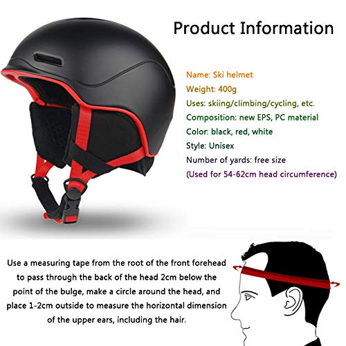 JFF Casco De Esquí para Ciclismo, Invierno, Nieve, Snowboard, Casco De Esquí, Compatible con Gafas De Esquí para Esquiar, Unisex, Ciclismo, Escalada,Negro