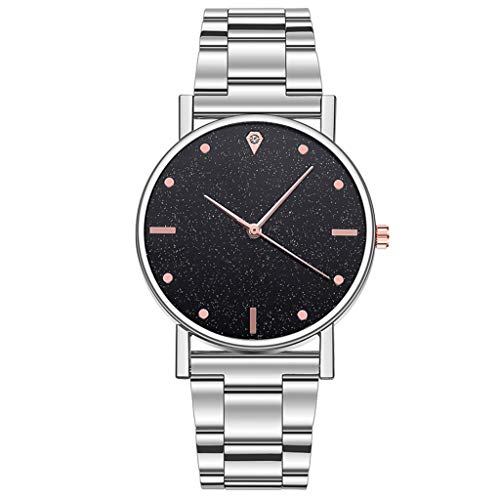 jiushixw Relojes Reloj de Cuarzo Dial de Acero Inoxidable Reloj Casual Bracele Reloj de Mujer Imán Hebilla Vibrato #E