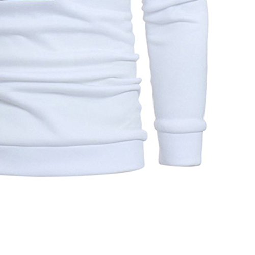 JOLIME Moda Sudadera con Capucha Asimétrico Rayas Hoodie Casual Deporte Outwear para Hombre Blanco M