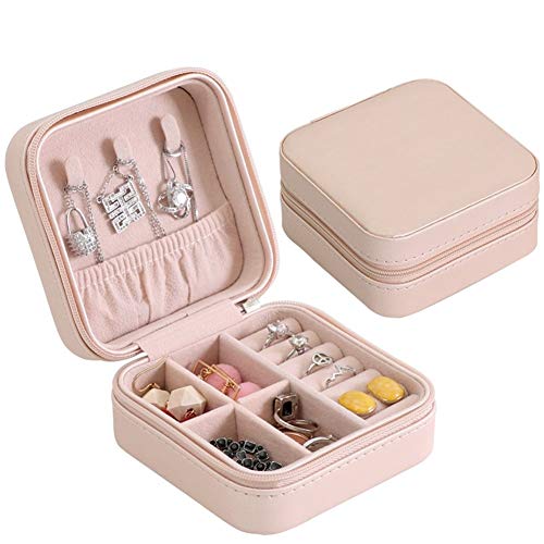 Joyero de almacenamiento de almacenamiento cesta Caja De nuevo Mini PU de una sola capa de almacenamiento portátil caja de regalo for las mujeres Anillos Pendientes Collares viajes joyería Maquillaje