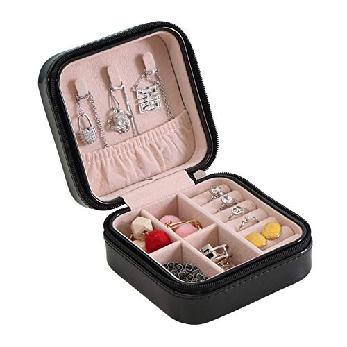 Joyero de almacenamiento de almacenamiento cesta Caja De nuevo Mini PU de una sola capa de almacenamiento portátil caja de regalo for las mujeres Anillos Pendientes Collares viajes joyería Maquillaje