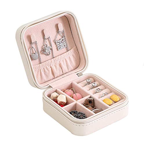 Joyero de almacenamiento de almacenamiento cesta Caja De nuevo Mini PU de una sola capa de almacenamiento portátil caja de regalo for las mujeres Anillos Pendientes Collares viajes joyería Maquillaje