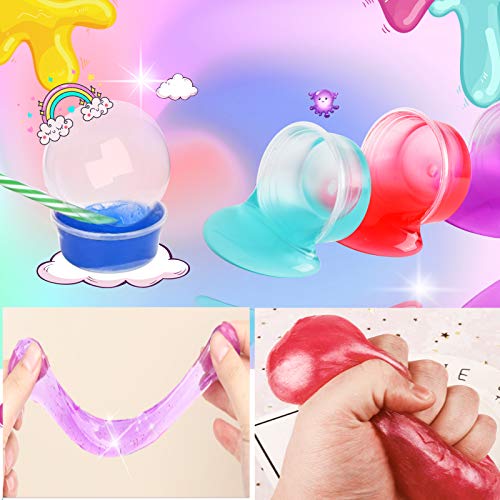 Joyjoz DIY Slime Kit, 12 Arcilla de Cristal Transparente Limo+3 Limo de Fruta with Varias Decoraciones como Bolas Coloridas de Espuma y Polvo Luminoso, Regalo Creativo Juguete para Niños (43 Pz)