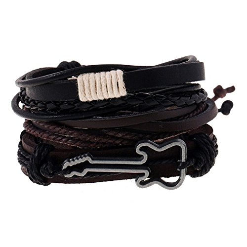 JUNGEN Pulsera de Hechas A Mano Multilayer Pulsera de Cuero con Guitarra Accesorios de joyería Personalizada