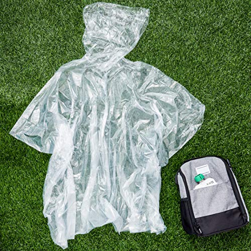 Juvale Ponchos de lluvia desechables de emergencia para niños con capucha Paquete de 10 Claro