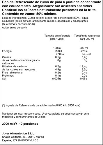 Juver - Disfruta - Bebida Refrescante con Zumo de Piña - 2l