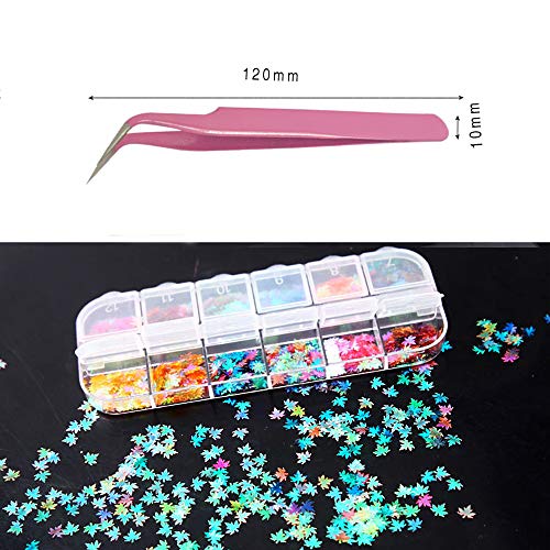 Kalolary 3 cajas Lentejuelas Holográficas de Uñas con Pinzas，Decoración Purpurinas Confeti Uñas Nail Art Glitter Brillos para Manicura y Diseños de Uñas