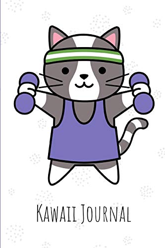 Kawaii Journal: Cute Exercise Sports Gym Workout Cat Notebook For Women, Teens, Girls and Kids