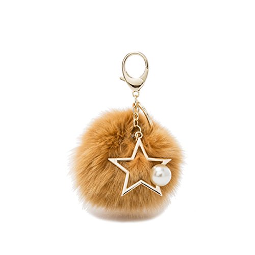 Kelly' Harvest House Pom Pom Llavero/Fluffy Keyring/Llavero Pom Pom/Balls Llavero Bolas Celular Charm Bag Colgante Llavero (Color : Natural)