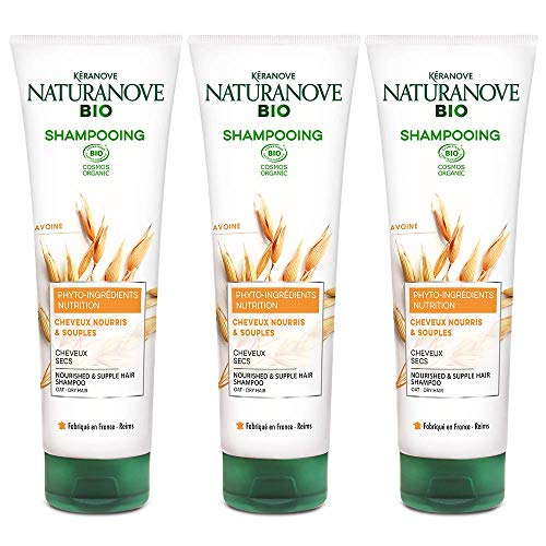 Kéranove Naturanove Bio – Champú nutrición con certificado ecológico de avena, para cabello seco – 250 ml – Lote de 3