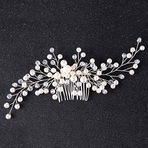 Kercisbeauty - Peineta para novia, novia, dama de honor y perla, estilo vintage, accesorio para el pelo, peine para novia, pelo largo, rizado, accesorio para el pelo, boda o peine de pelo vintage