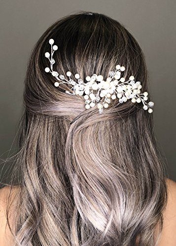 Kercisbeauty - Peineta para novia, novia, dama de honor y perla, estilo vintage, accesorio para el pelo, peine para novia, pelo largo, rizado, accesorio para el pelo, boda o peine de pelo vintage