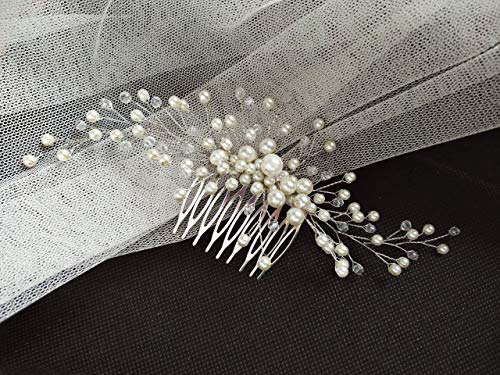 Kercisbeauty - Peineta para novia, novia, dama de honor y perla, estilo vintage, accesorio para el pelo, peine para novia, pelo largo, rizado, accesorio para el pelo, boda o peine de pelo vintage