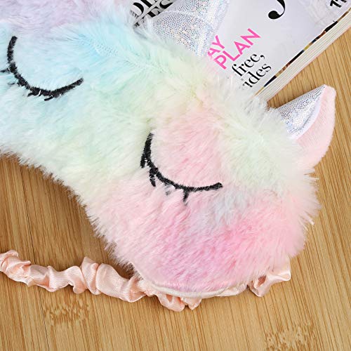 Kesote Máscaras para Dormir en Forma de Unicornio Antifaz para Dormir Unicornio para Viaje Pisolino Adecuado para Mujer, Hombre, Novio y Degradado de Color, Juego de 2