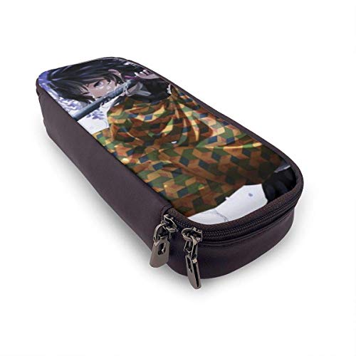 Kimetsu No Yaiba Cubierta de canal de Youtube Cuero Estuche para lápices de alta capacidad Estuche para bolígrafos Bolsa Papelería Bolsas funcionales Cremallera doble Maquillaje Buggy Monedero